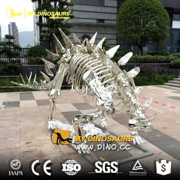 DS-080定制银白色恐龙骨架剑龙化石出售