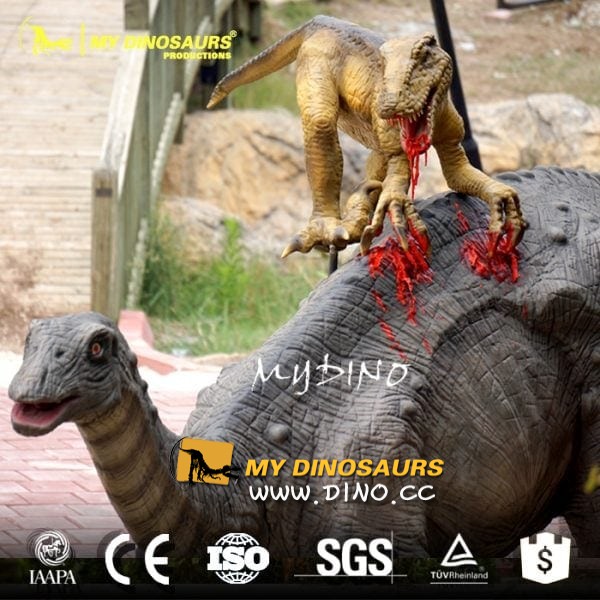 AD-027古生物博物馆恐龙模型展品-仿真阿普吐龙和恐爪龙打斗